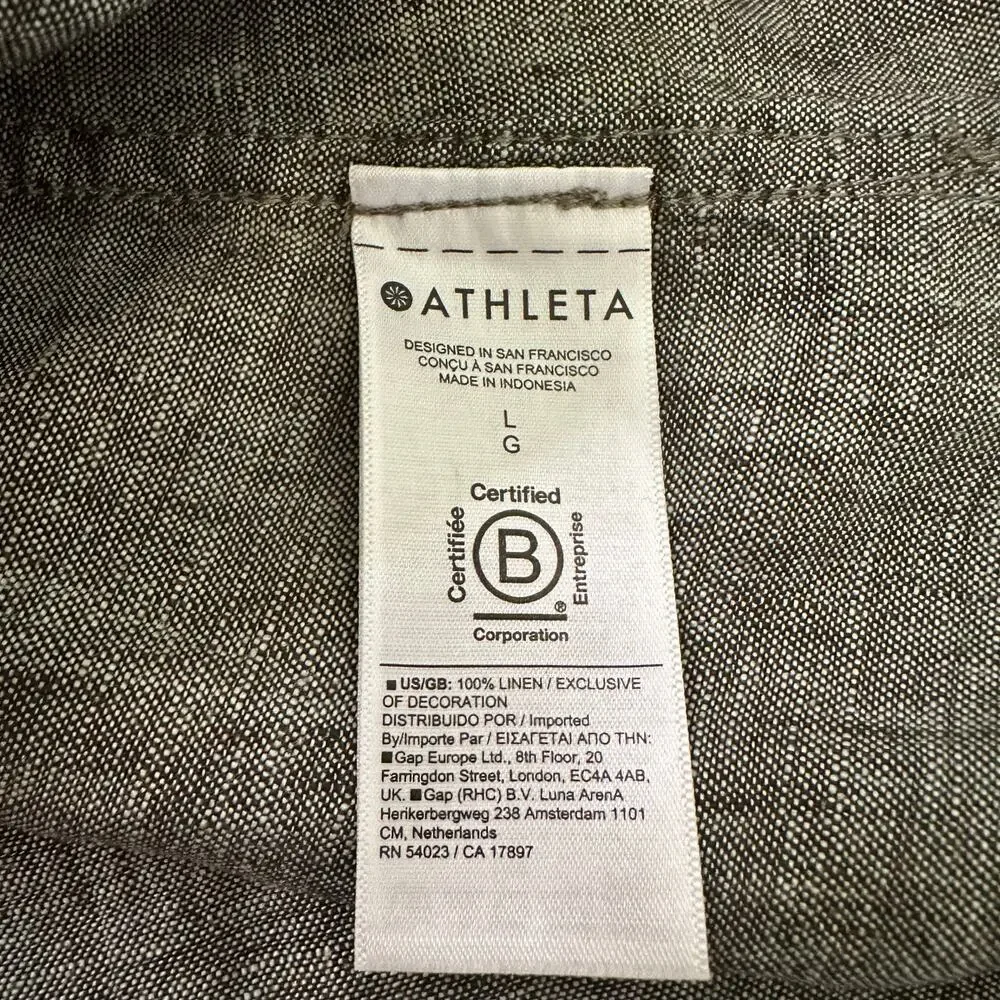 Athleta dark green sleeveless linen tank top size L - Picture 8 of 14